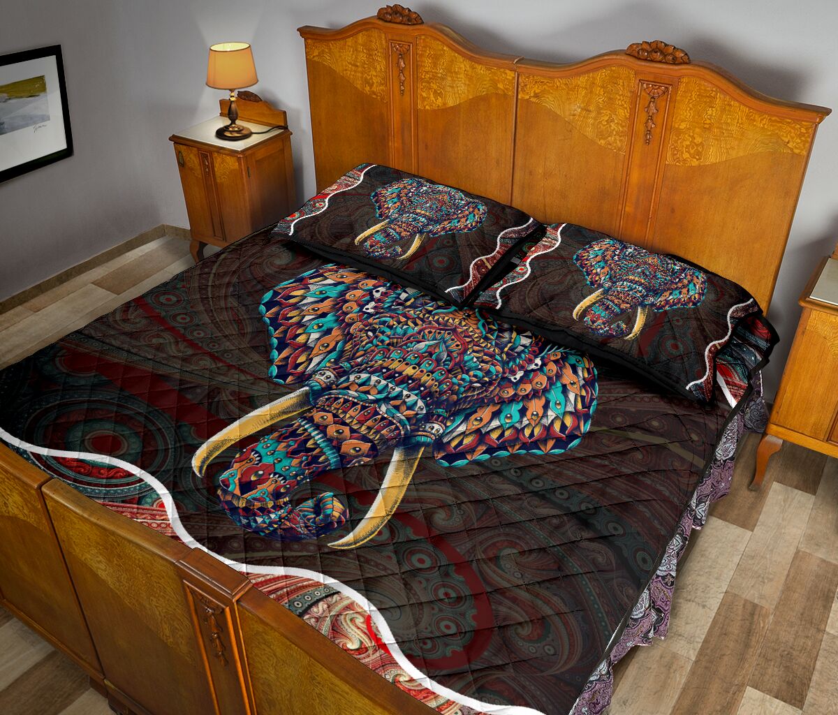 Elephant Mandala Celtic Color Quilt Bed Set - Love Quilt Bedding Set
