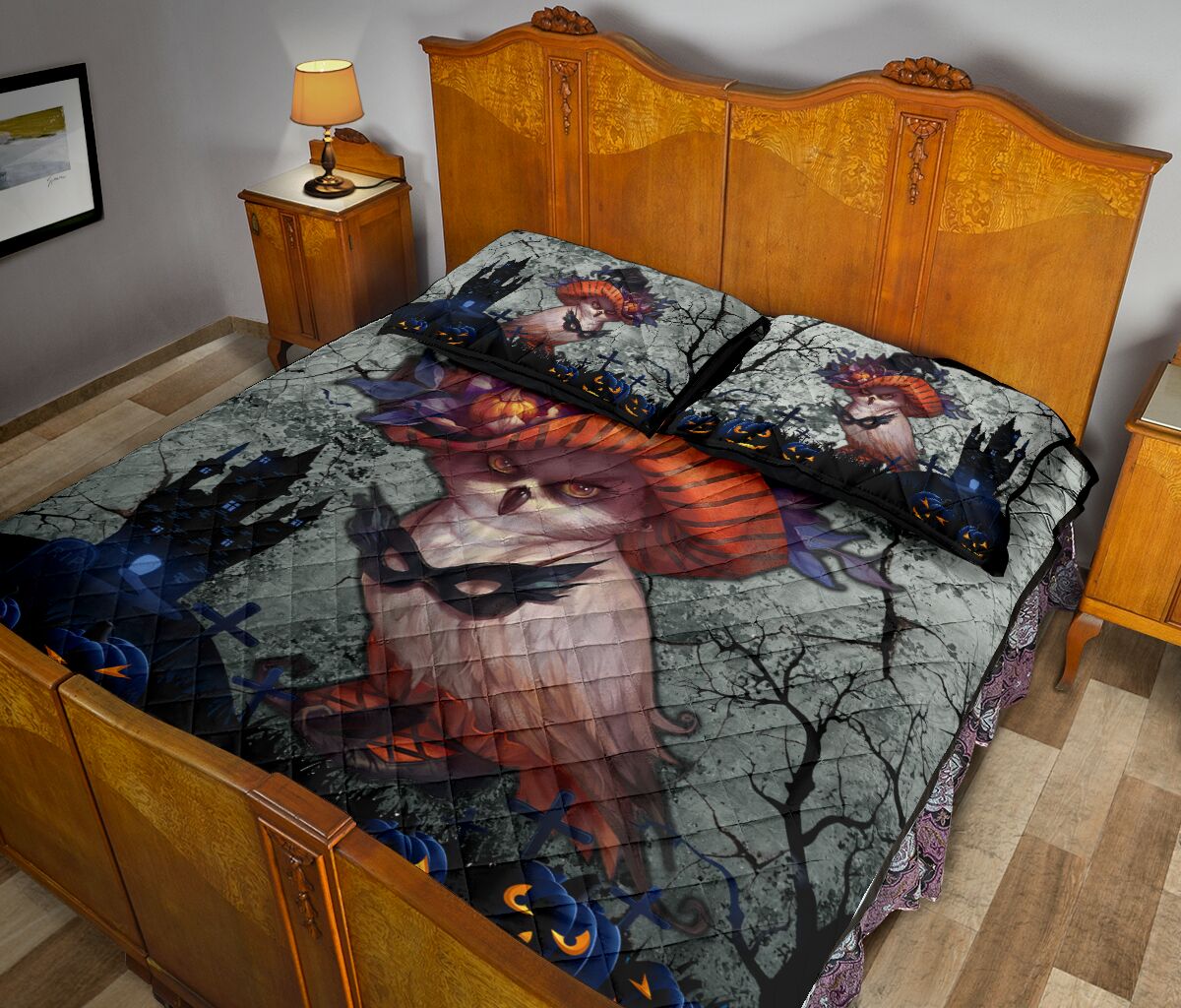 Owl Halloween Style Quilt Bed Set - Love Quilt Bedding Set