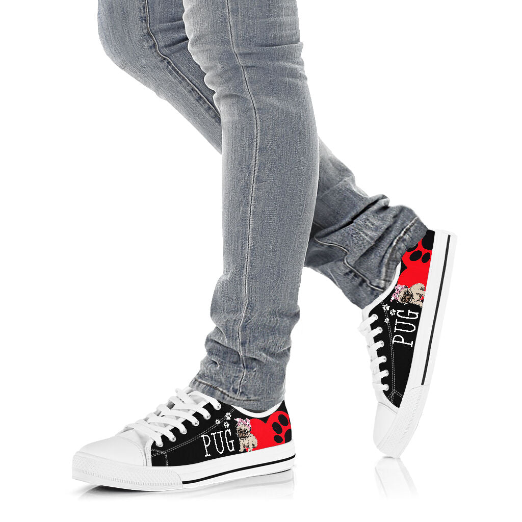 Pug Heart - Low Top Shoe - Love Love Top Shoes