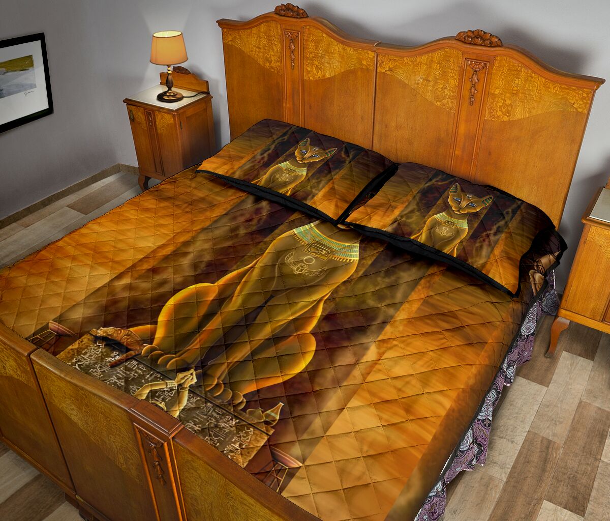 Egyptian Cat Gold - Bed Set- Love Quilt Bedding Set
