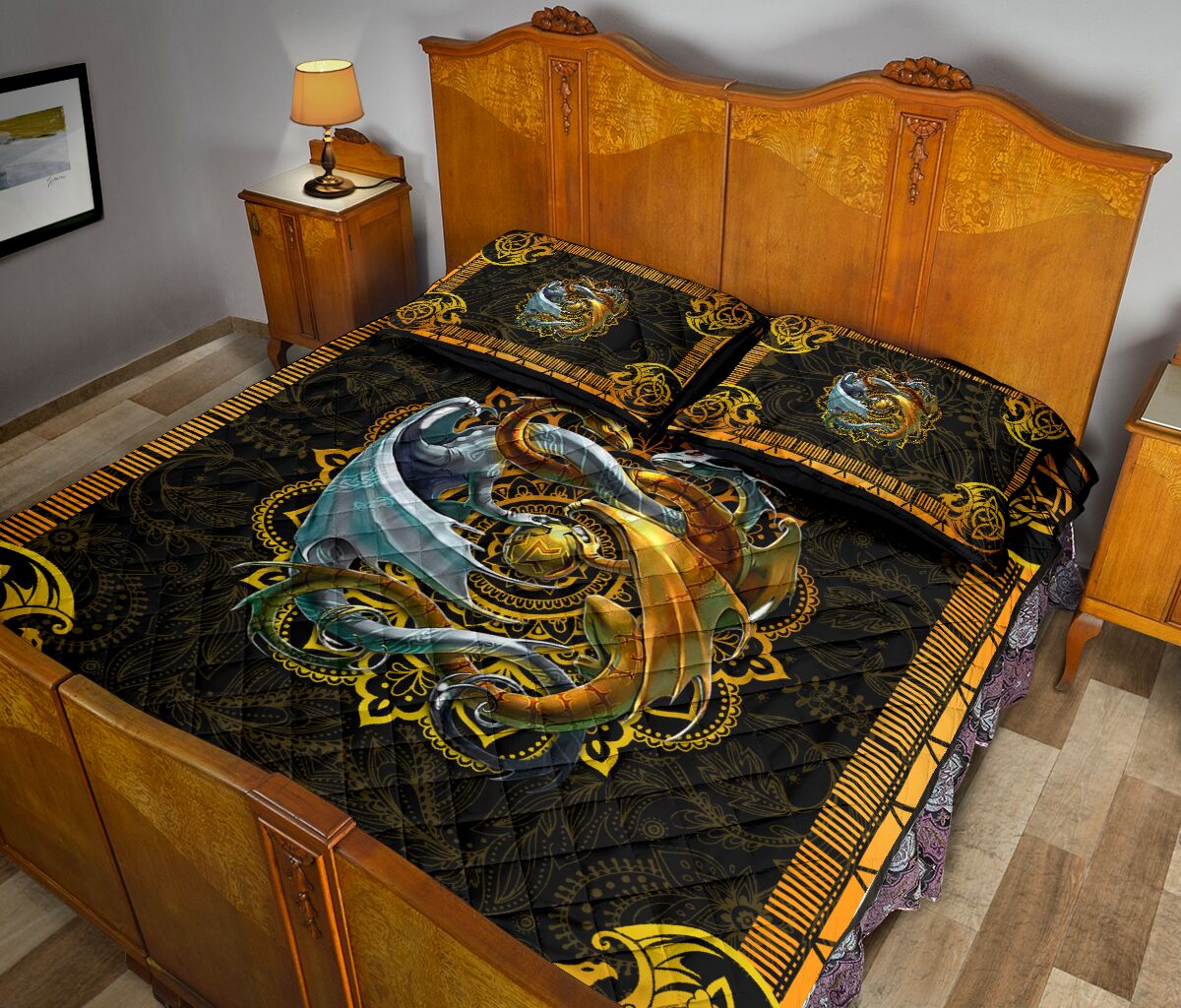Dragon Mandala Style Quilt Bed Set 3- Love Quilt Bedding Set