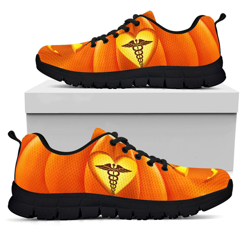 Nurse Pumpkin Sneakers, Running Shoes, Shoes For Women, Shoes For Men, Custom Shoes, L- Love Sneakers