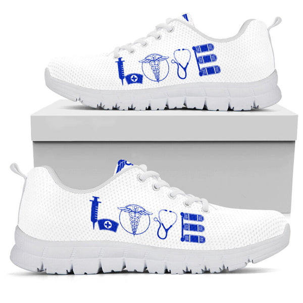 Nurse-love Royal Blue White Sneakers, Running Shoes, Shoes For Women, Shoes For Men, Custom - Love Sneakers