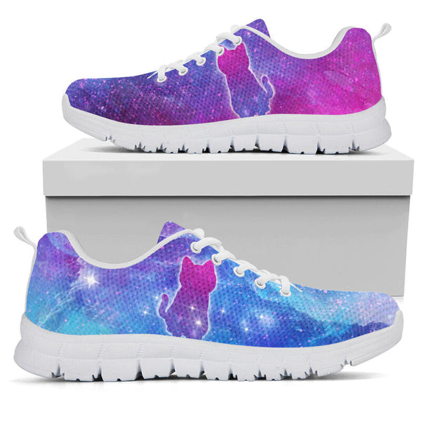 Lg Cat Lovers In Galaxy World Sneakers, Runni- Love Sneakers