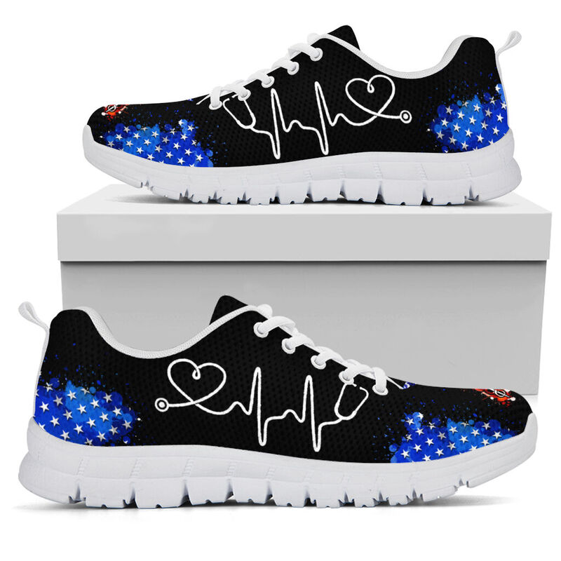 Nurse Art Shoes (american Flag) Sneakers, Running Shoes, Shoes For Women, Shoes For Men, Cu- Love Sneakers