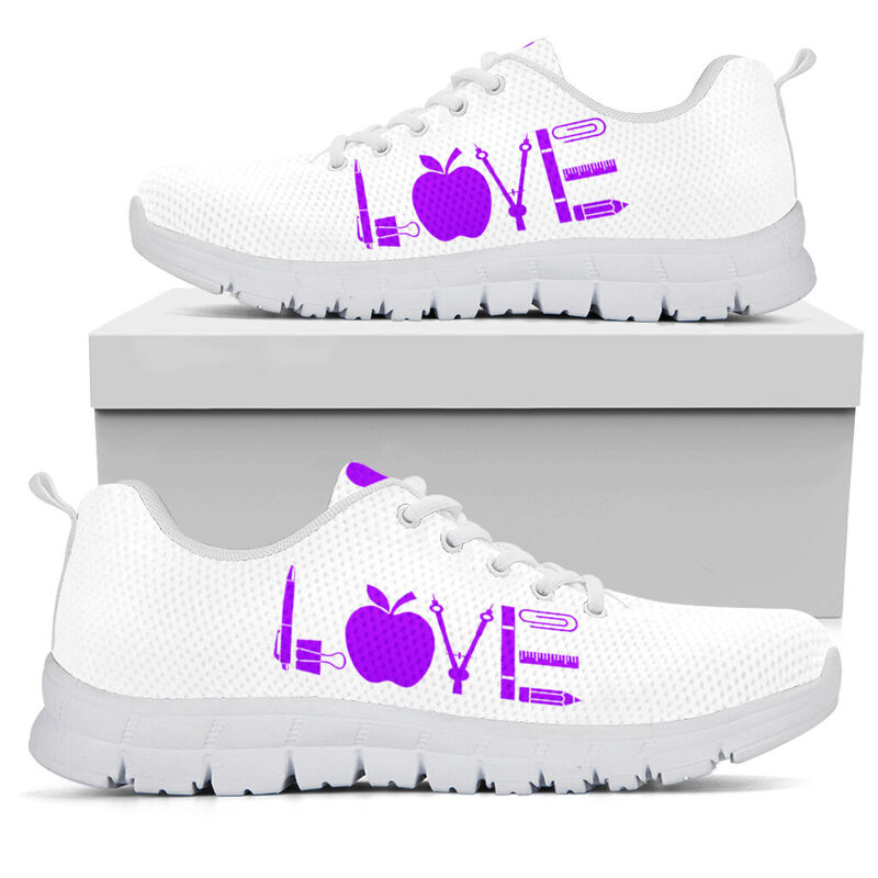 Teacher Love Purple White Kd Sneakers, Runni- Love Sneakers