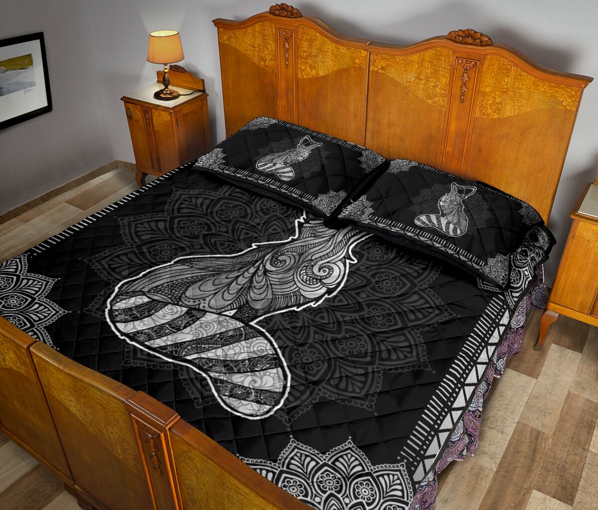 Raccoon Quilt Bed Set 15 - Love Quilt Bedding Set