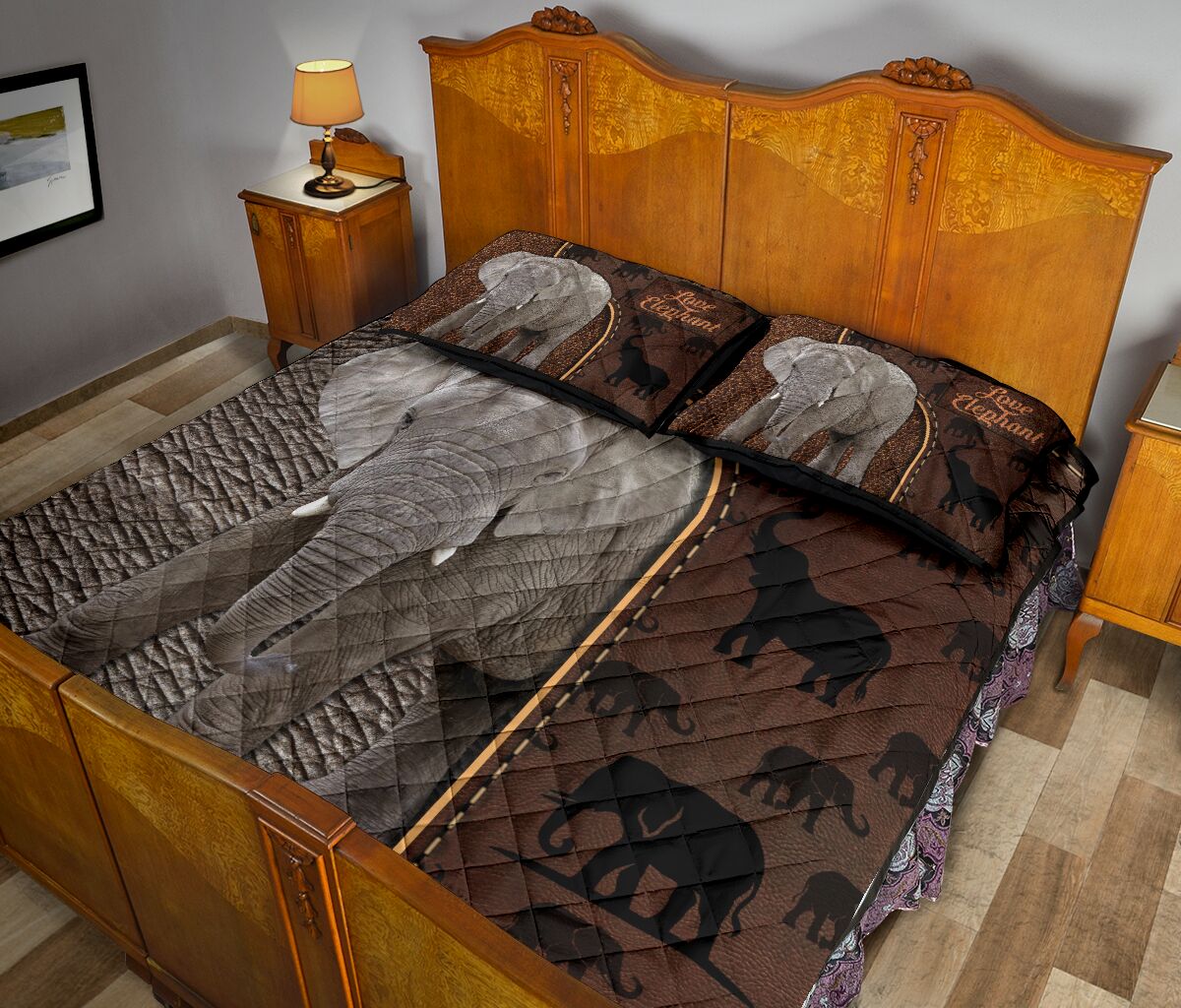 Elephant Leather Style Quilt Bed Set - Love Quilt Bedding Set