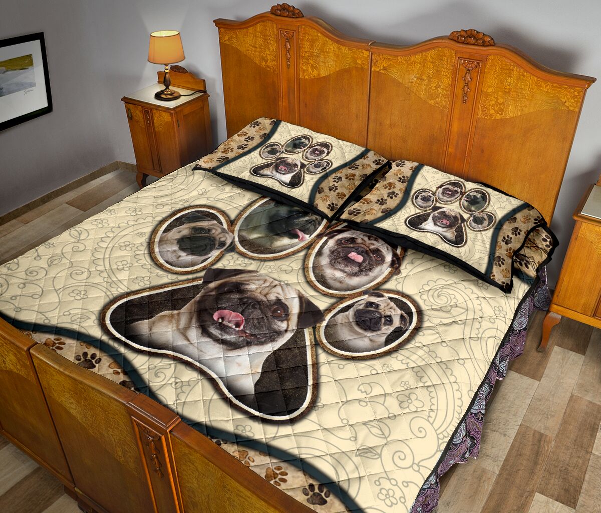 Pug Paw Vintage - Bed Set - Love Quilt Bedding Set