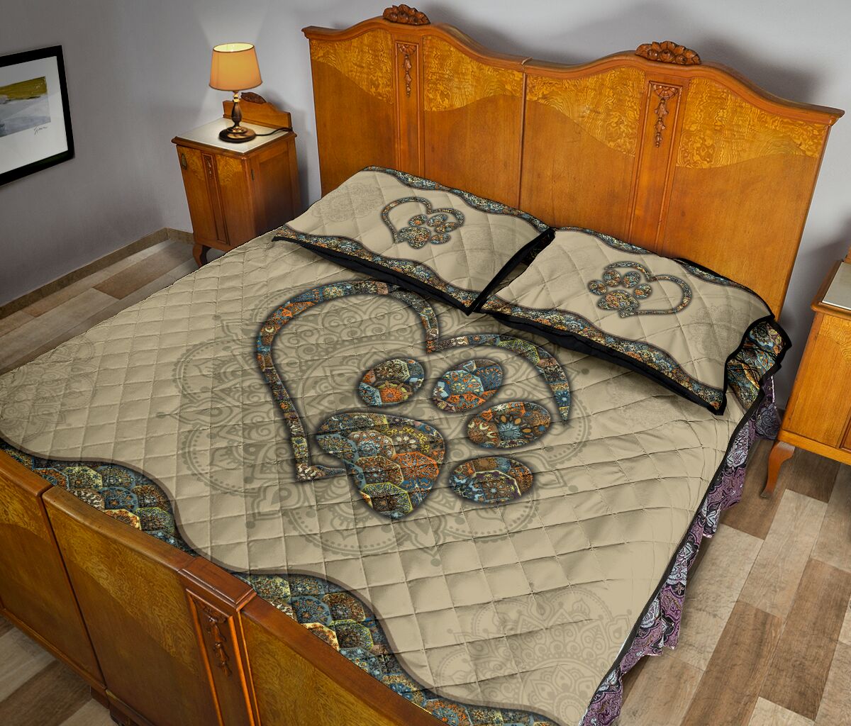 Quilt Bed Set - Mandala - Paw Heart Lovers 35 - Love Quilt Bedding Set