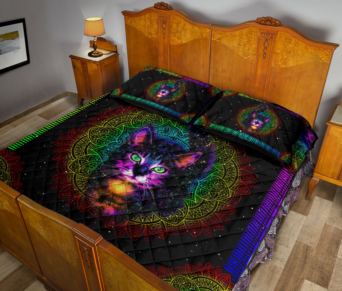 Quilt Bed Set - Cat - Rainbow 14 - Love Quilt Bedding Set