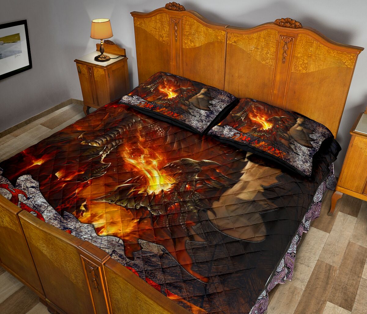 Dragon Art Quilt Bed Set - Love Quilt Bedding Set