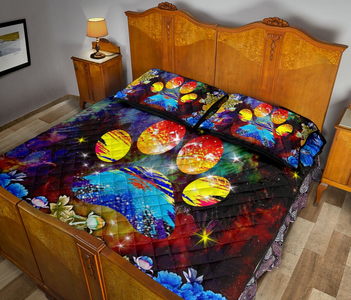 Dog Paw Flower Blue - Quilt Bed Set - Nnd - Love Quilt Bedding Set