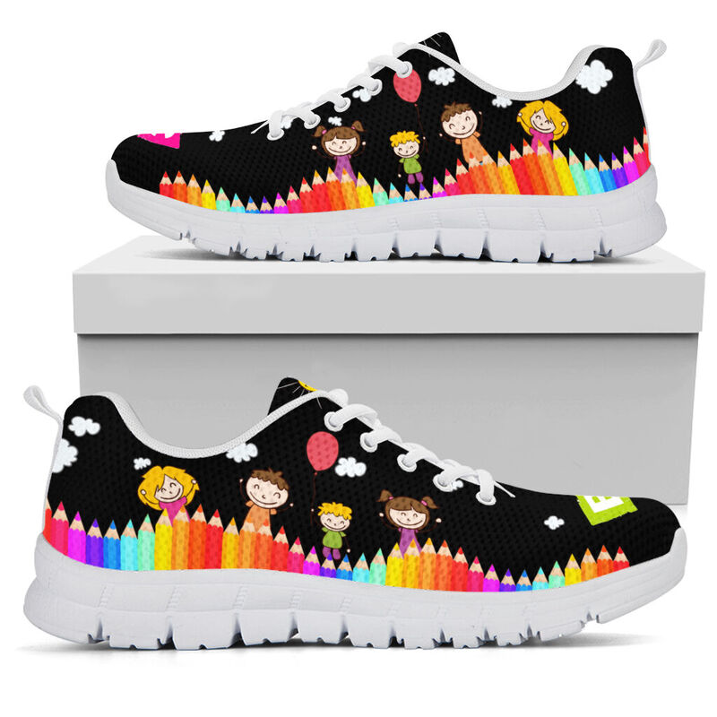 Child Care Abc Black Sole White Sneakers, Runni- Love Sneakers