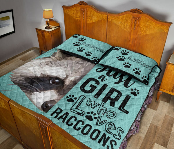 Raccoon Quilt Bed Set- Just A Girl Who Loves Raccoons 73 - Love Quilt Bedding Set