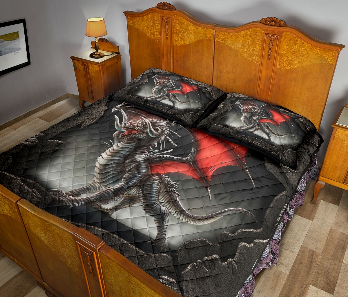Dragon Quilt Bed Set 6 - Love Quilt Bedding Set