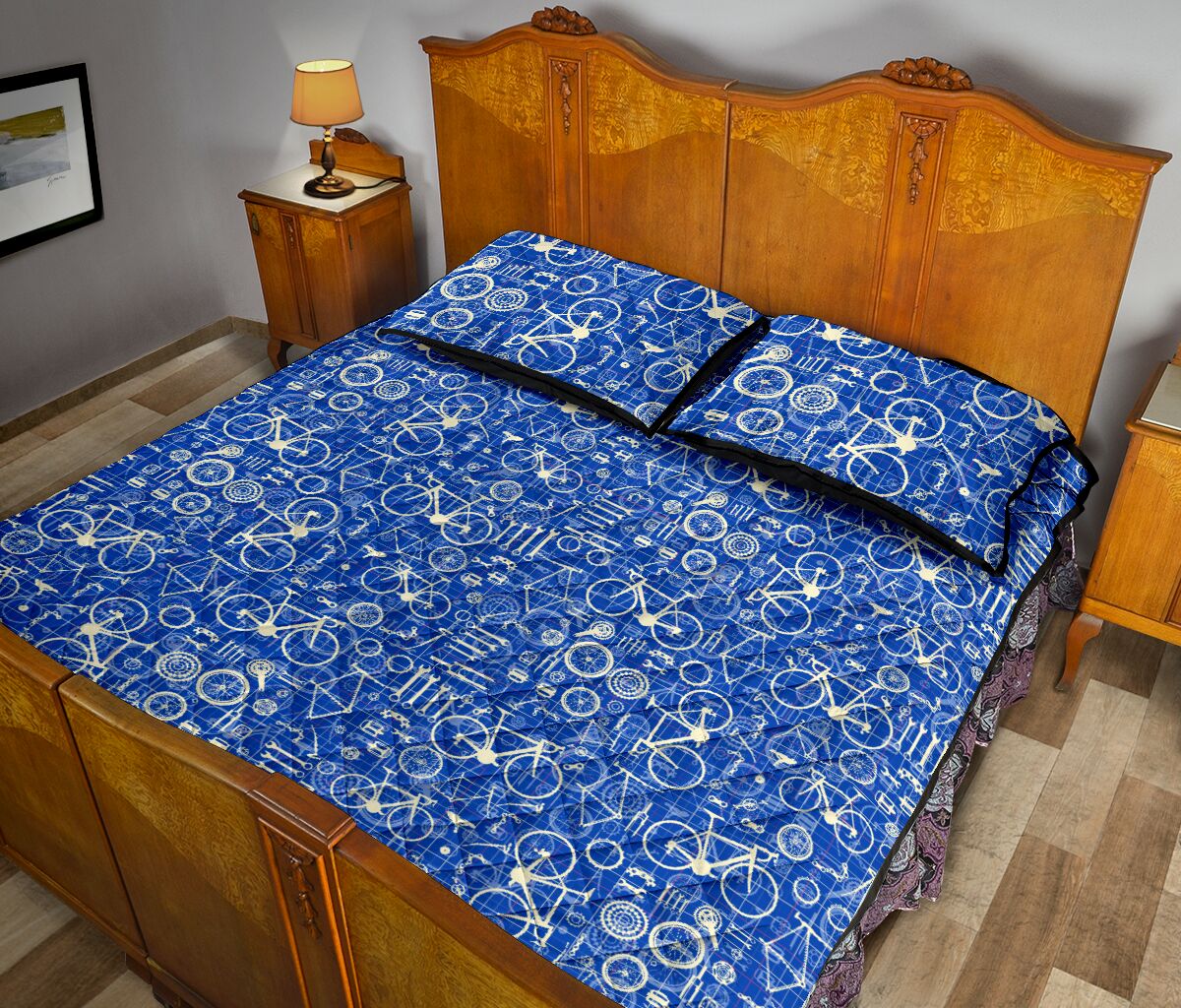 Cycling Blue Pattern - Bed Set - Love Quilt Bedding Set