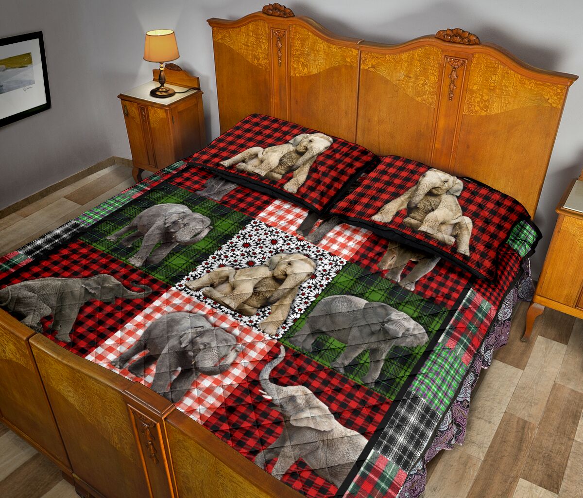 Elephant Fabric Style Quilt Bed Set - Love Quilt Bedding Set