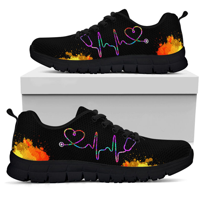 Emt- Heartbeat Art Sneakers, Running Shoes- Love Sneakers