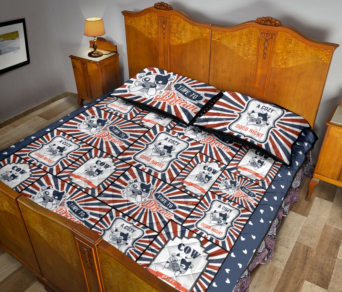 Cow Baby Cartoon - Quilt Bed Set - Love Quilt Bedding Set