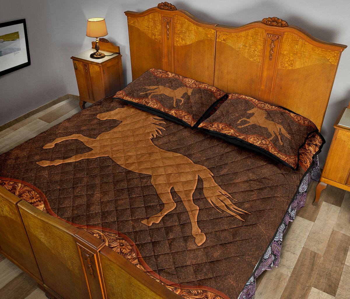 Horse Leather Style Quilt Bed Set - Love Quilt Bedding Set