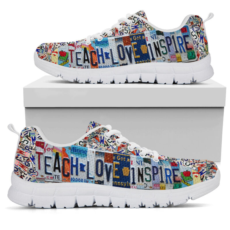 Teacher License Plates Sneakers, Runni- Love Sneakers