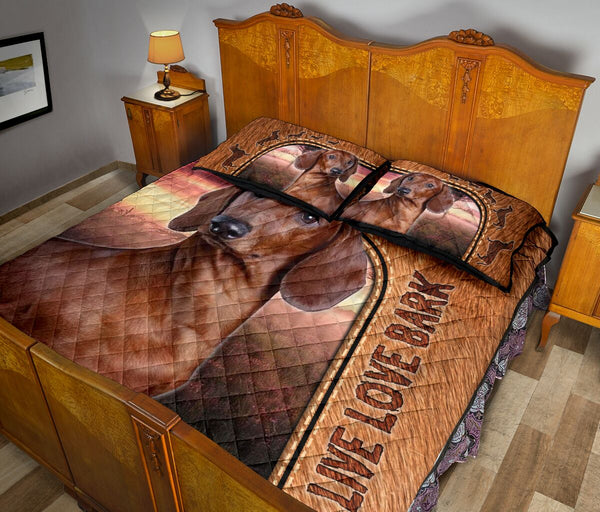 Live Love Bark Dachshund - Bed Set - Love Quilt Bedding Set