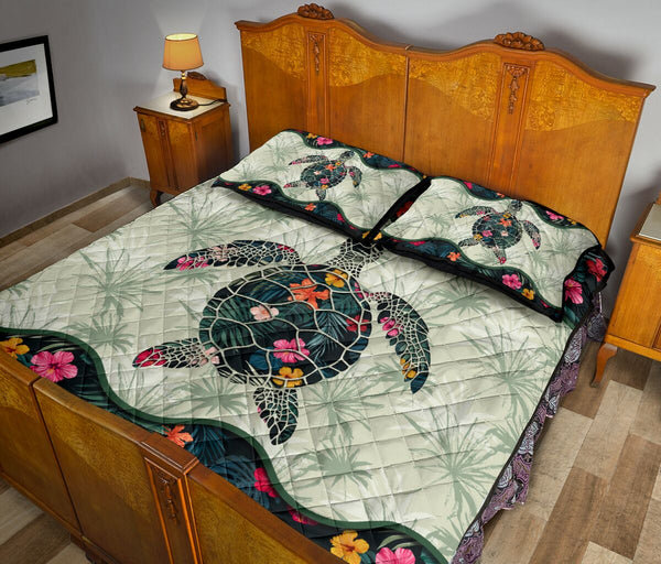 Turtle Tropical Style Quilt Bed Set - Love Quilt Bedding Set