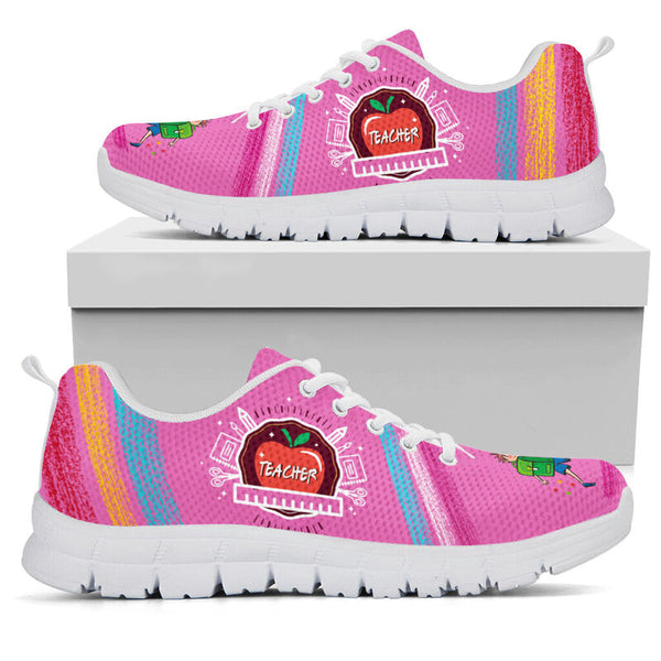 Teacher Chalk Pink Sneakers, Running Shoes, Shoes For Women, Shoes For Men, Custom Shoes, L- Love Sneakers