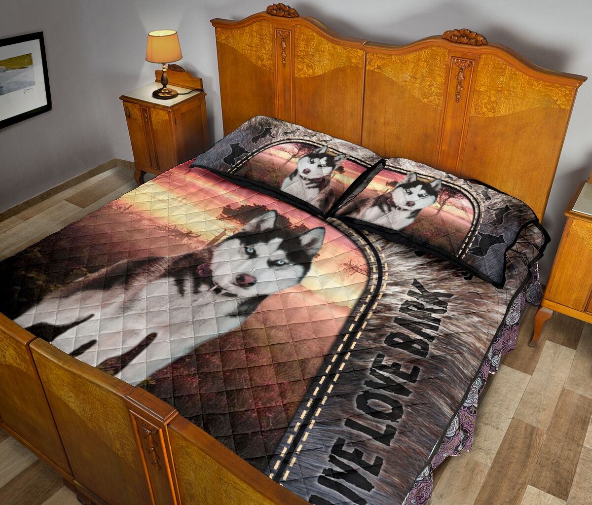 Live Love Bark Husky - Bed Set - Love Quilt Bedding Set