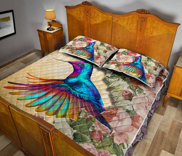 Hummingbird Flower Tear Quilt Bed Set - Love Quilt Bedding Set