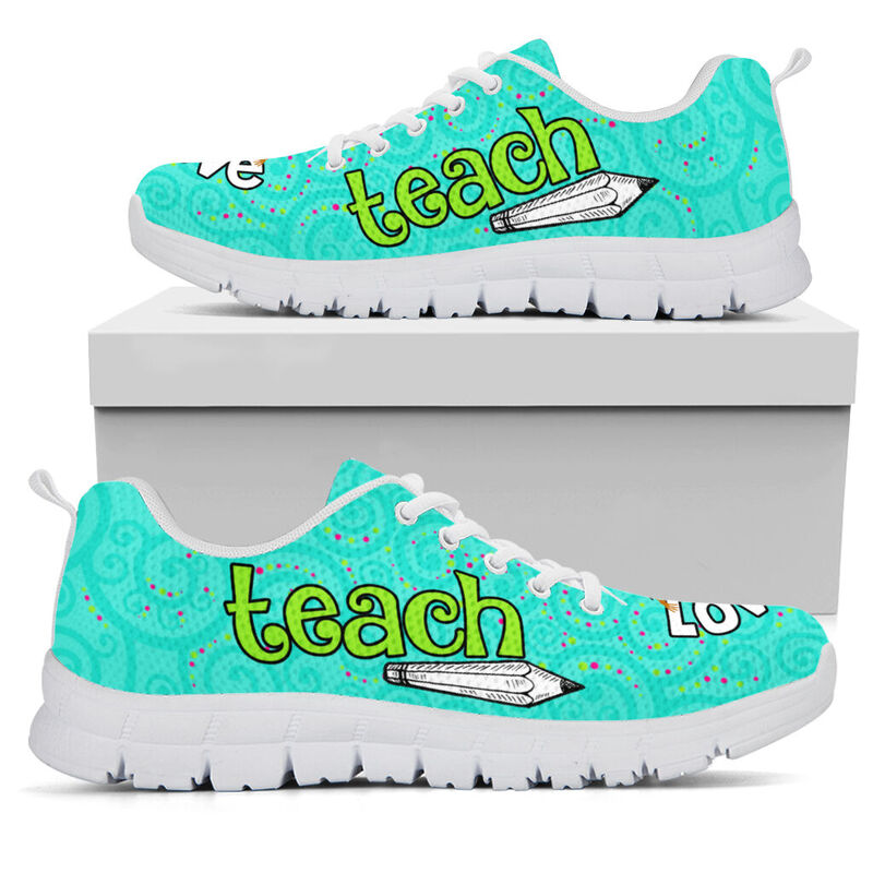 Teach Love Inspire- Turquoise Kd Sneakers, Running Shoes, Shoes For Women, Shoes For Men, Cu- Love Sneakers