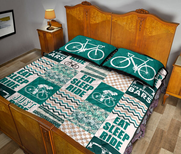 Road Bike Life Cycling Blue Pattern - Bed Set- Love Quilt Bedding Set