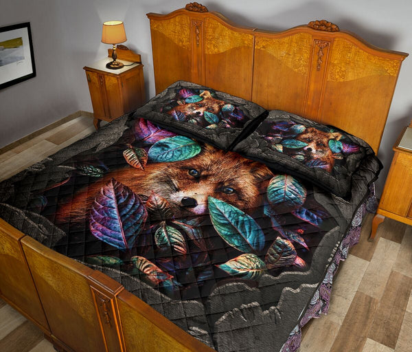 Fox Art Quilt Bed Set - Love Quilt Bedding Set