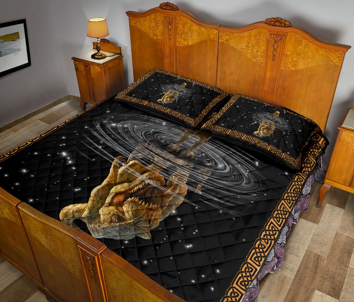 T Rex Reflection Mandala Style Quilt Bed Set - Love Quilt Bedding Set