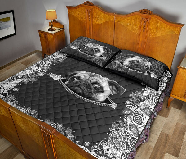 Pug Zipper Floral - Bed Set - Love Quilt Bedding Set