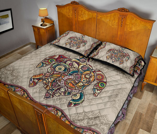 Turtle Mandala Vintage Quilt Bed Set - Love Quilt Bedding Set