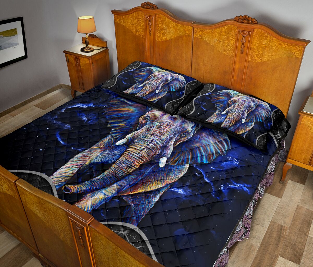 Elephant Galaxy Style Quilt Bed Set - Love Quilt Bedding Set
