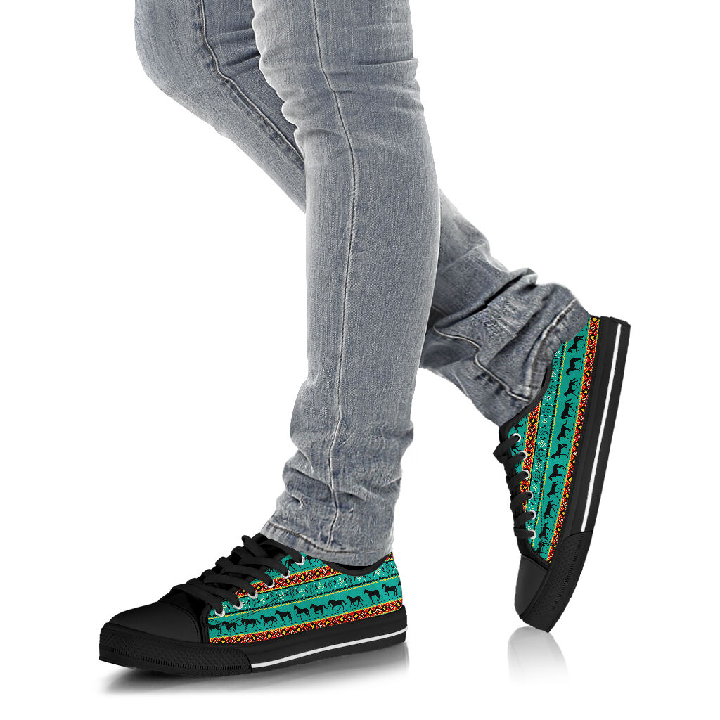 Horse Turquoise Low Top  Shoes