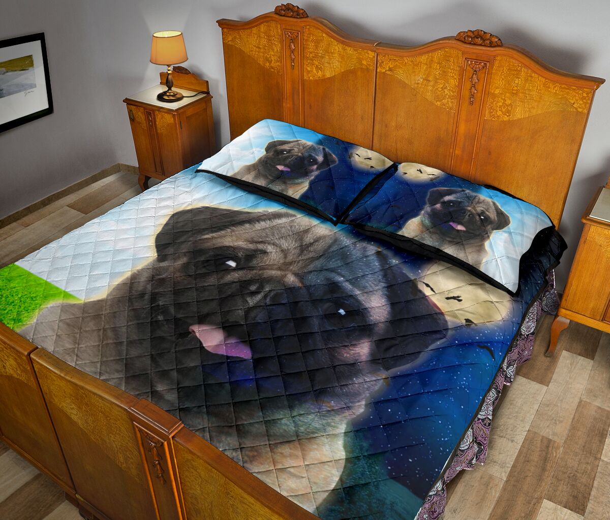 Pug Day And Night - Bed Set - Love Quilt Bedding Set