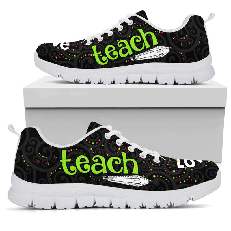 Teach Love Inspire Black Sneakers, Runni- Love Sneakers