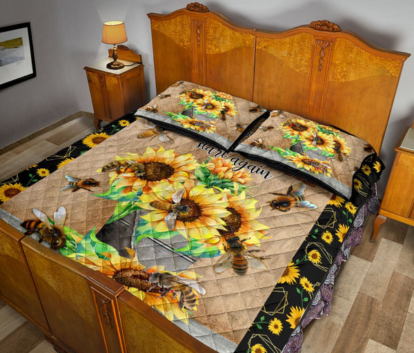 Bee Sunflower Quilt Bed Set - Love Quilt Bedding Set