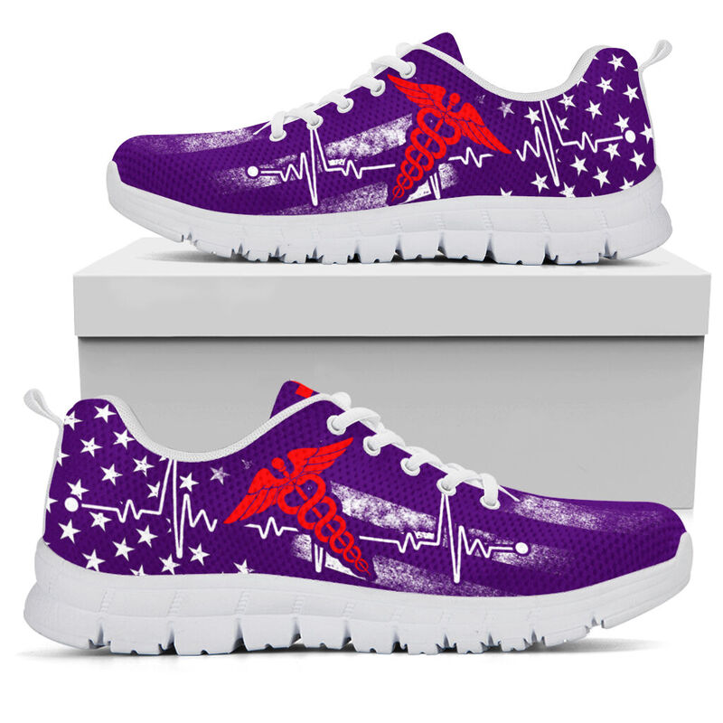 Cna American Flag- Dark Purple Sneakers, Runnin- Love Sneakers