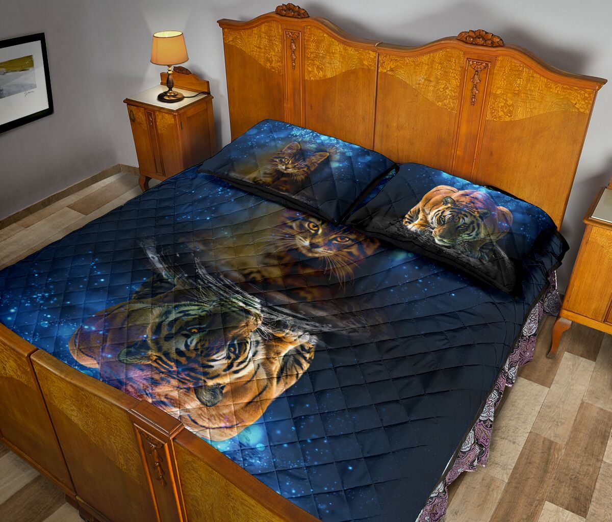 Cat Tiger Shadow Style Quilt Bed Set - Love Quilt Bedding Set