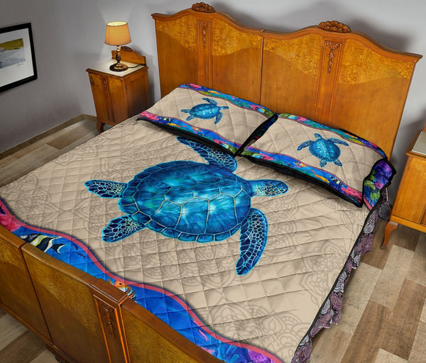 Turtle Color Mandala - Quilt Bed Set - Love Quilt Bedding Set