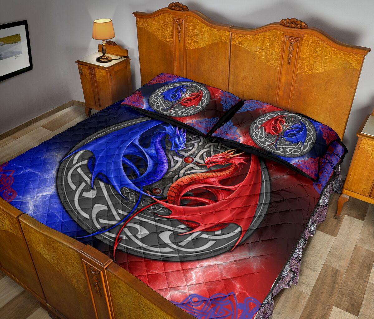 Dragon Celtic Style Quilt Bed Set - Love Quilt Bedding Set