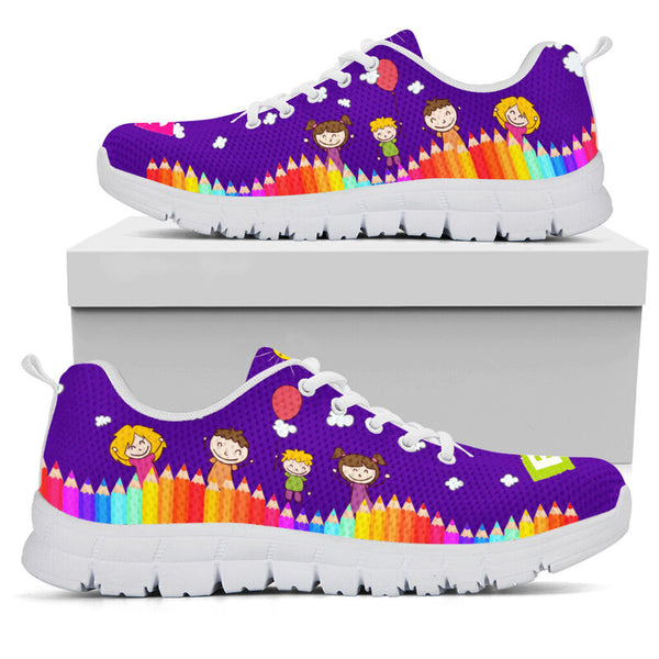 Art Teacher Abc- Purple Sneakers, Running - Love Sneakers