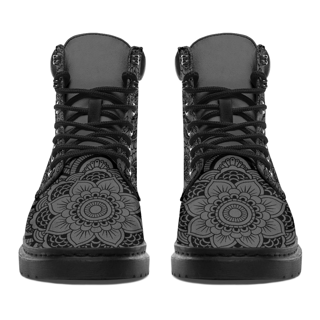 Elephant Mandala Edition Gray Boots Sky - Love All Season Boots