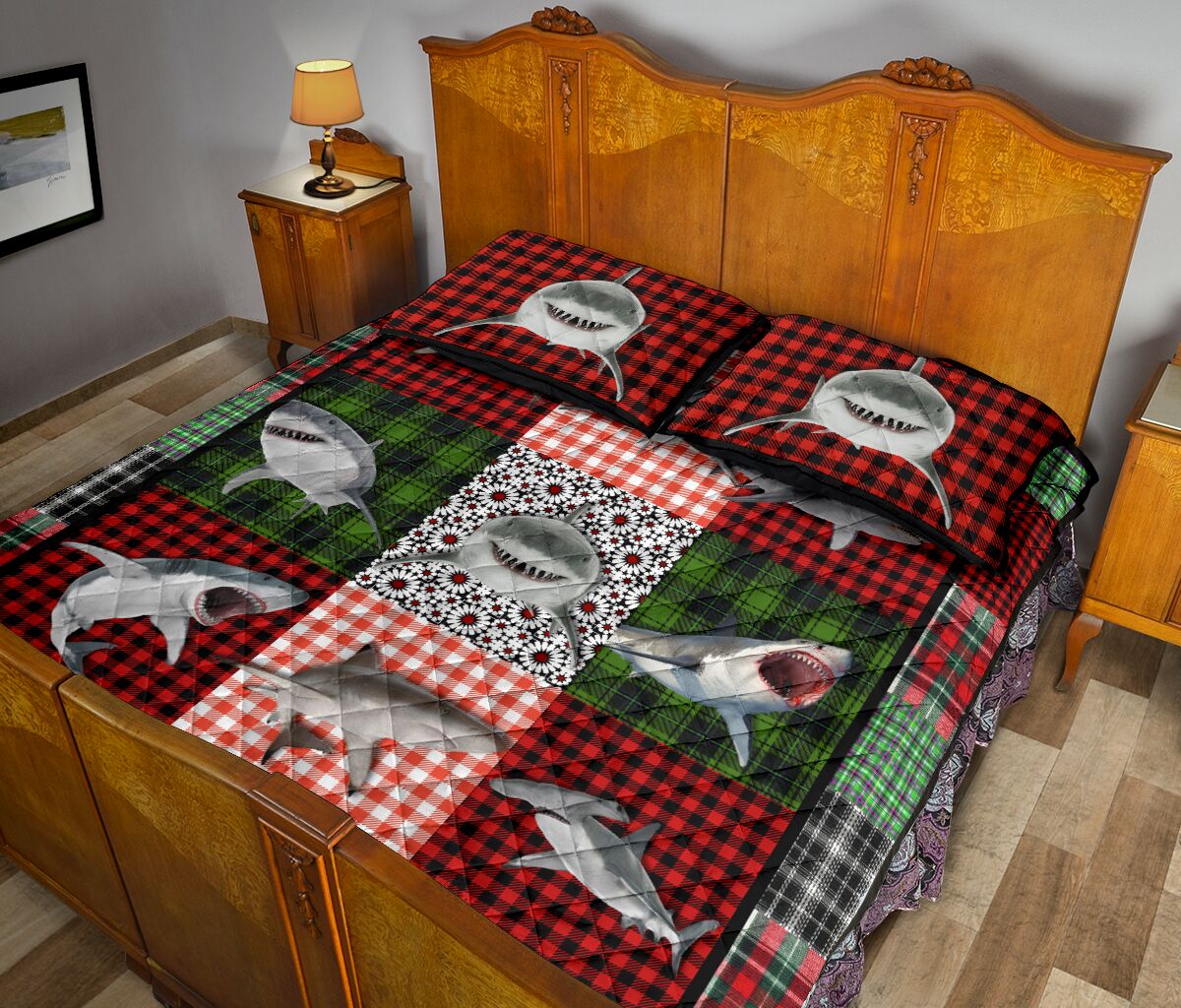Shark Fabric Style Quilt Bed Set - Love Quilt Bedding Set