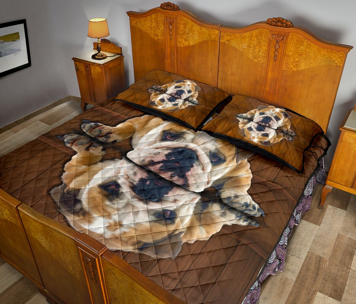 Pulldog Shadow Style Quilt Bed Set - Love Quilt Bedding Set